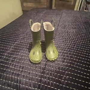 Green alligator weather boots